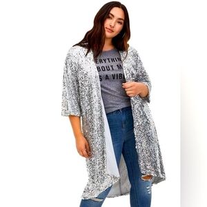 Torrid Silver Sequin Hi-Lo Kimono